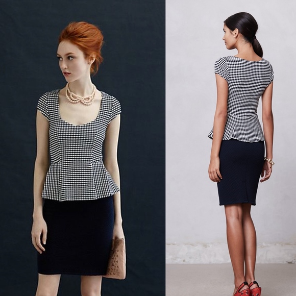NWOT Anthropologie Preppy Peplum Pencil Dress - Picture 1 of 5